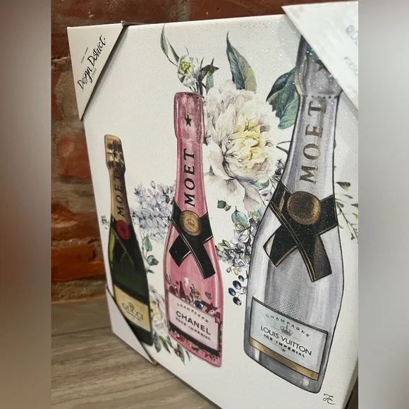 Design District - Louis, Chanel & Gucci Champagne Bottles Canvas Wall Art